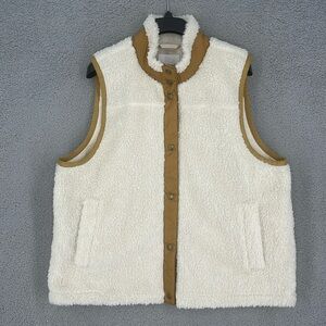 Madewell white faux fur brown lining sleeveless vest jacket jacket women’s XXL